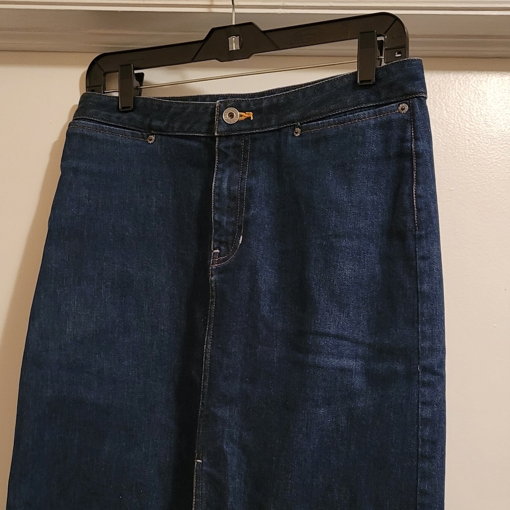 GAP Women's Size 6 Stretch Denim Midi Slit Hem  Indigo Pencil Skirt